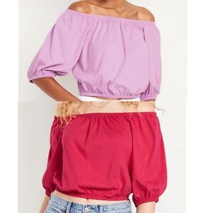 NEW Old Navy Off the Shoulder Set Pair of Two Tops Lavender Hot Pink Women's XXL